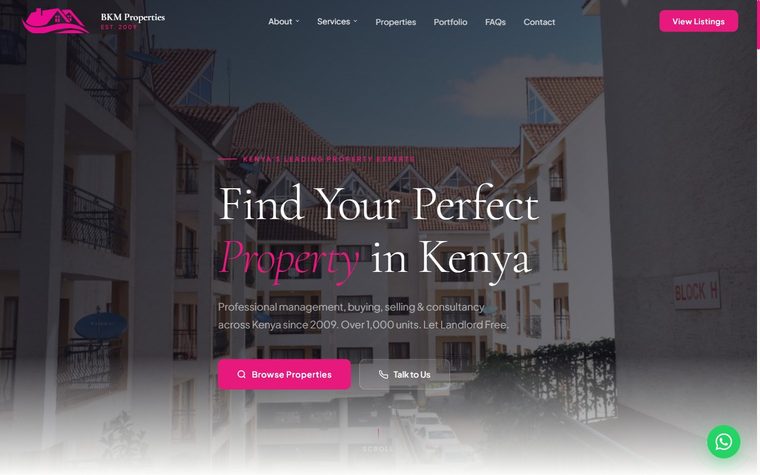 BKM Property Managers website built by Essence Automations