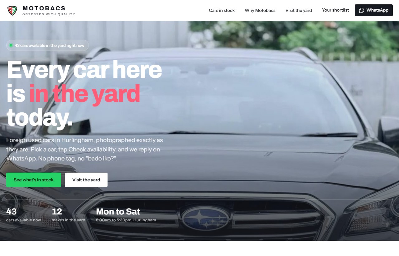 Motobacs yard website built on Yard Manager